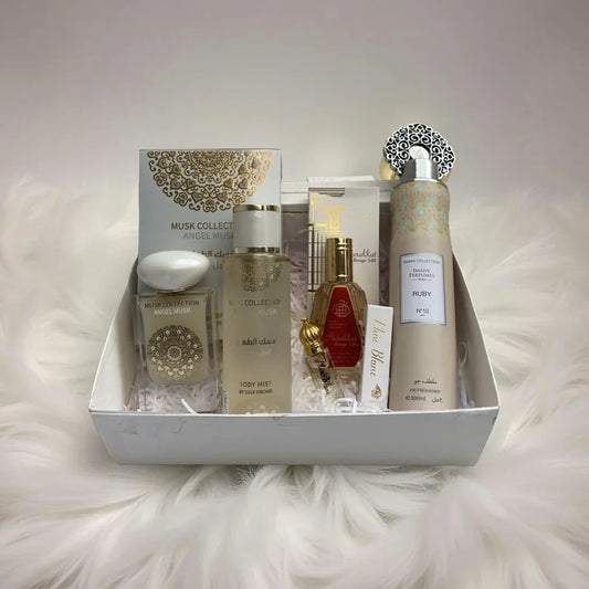 Box Musquée Élégance – Parfums Angel Musk, Pure Musk & Brume