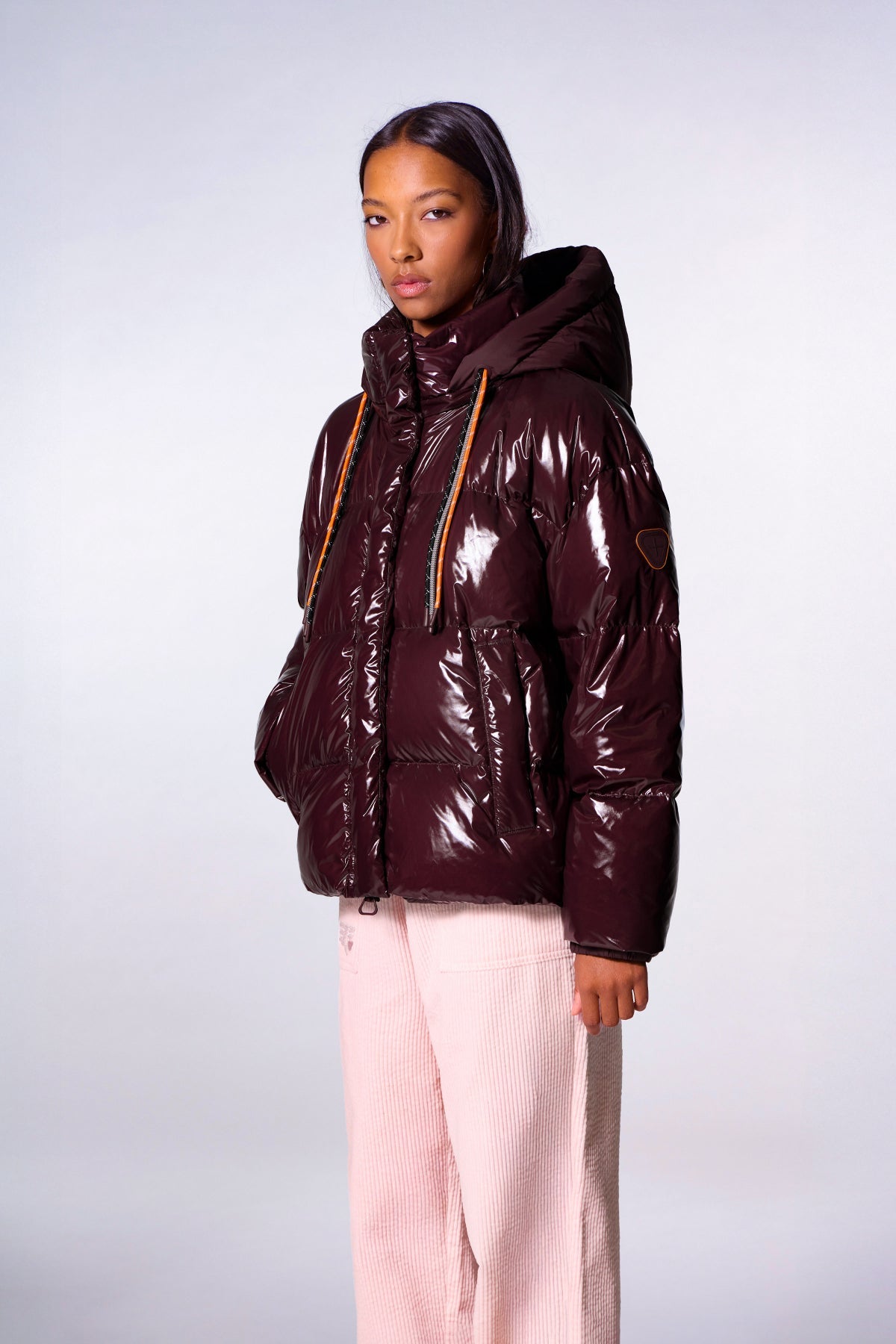 Doudoune courte brillante Lili Bright - Burgundy