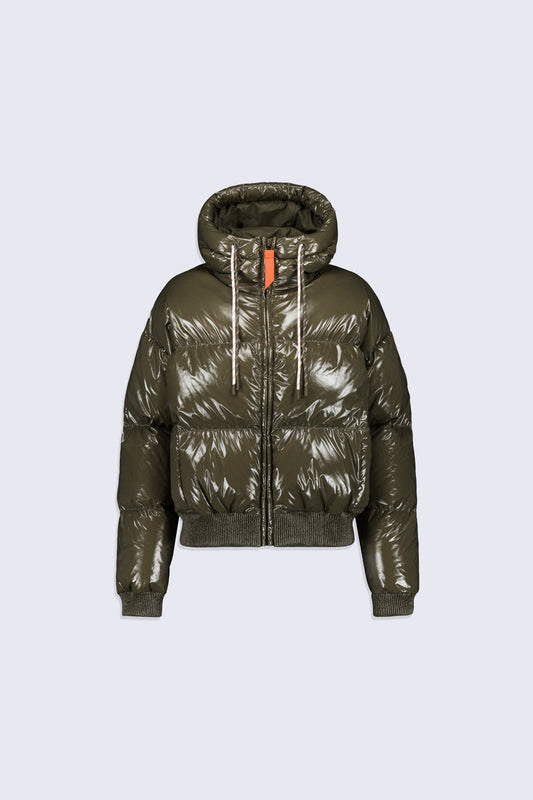 Doudoune courte brillante Nine - Khaki
